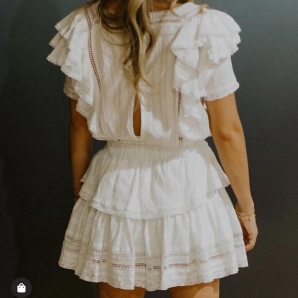 White Ruffled Mini Dress (M) - Picture 4 of 4